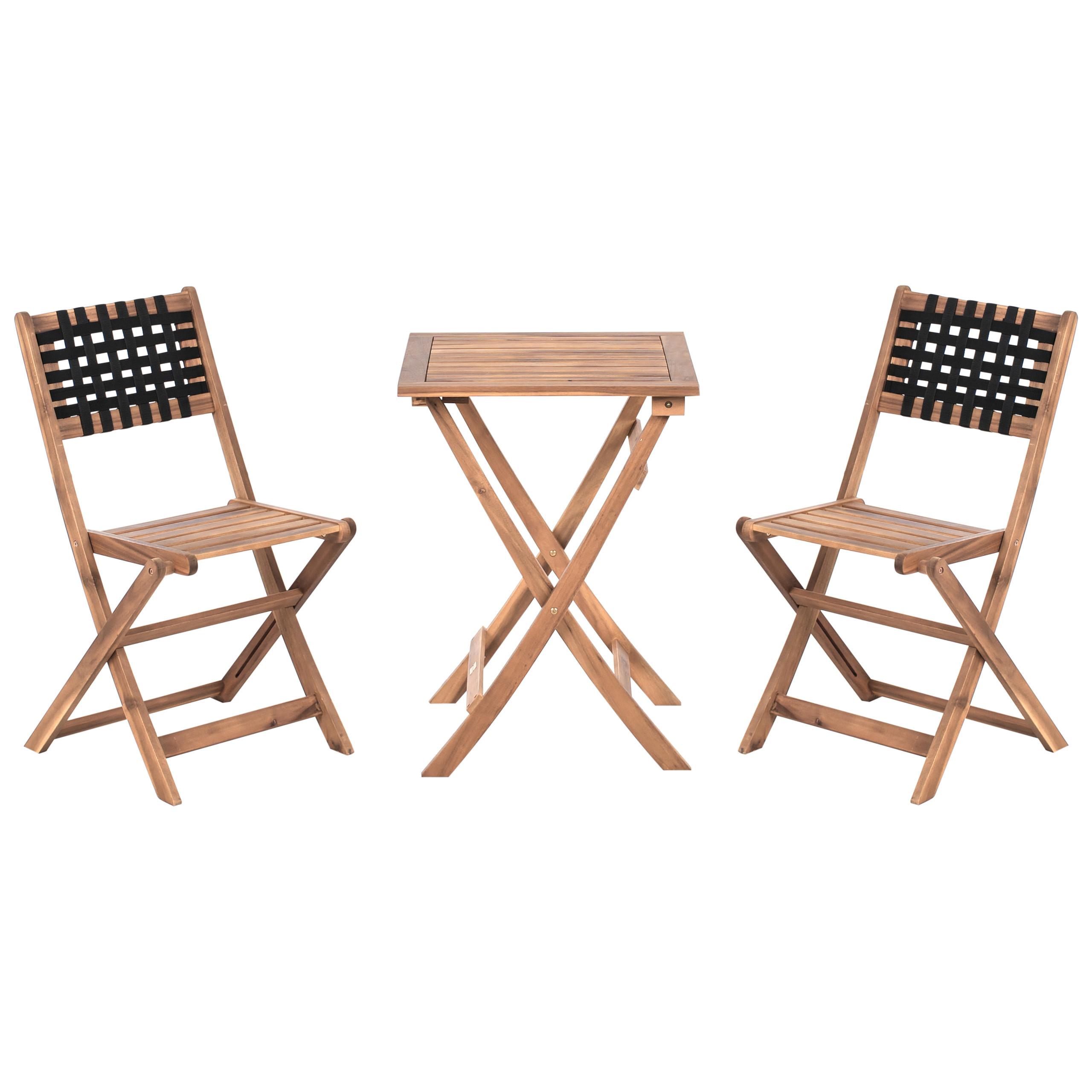 BISTRO-SET Akazienholz Braun/Schwarz Coniolo - Braun, Holz - Beliani