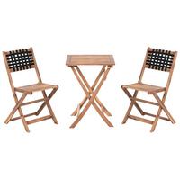 BISTRO-SET Akazienholz Braun/Schwarz Coniolo - Braun, Holz - Beliani