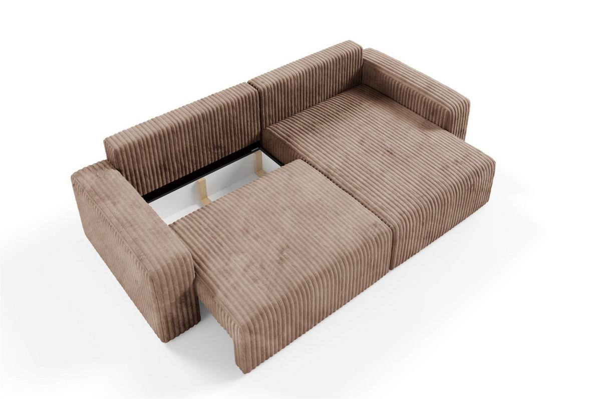 ECKSOFA Natalia - Beige, Holzwerkstoff/Textil (244/149cm) - Fun Möbel