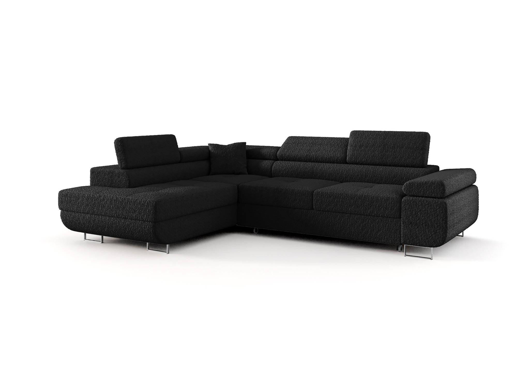 ECKSOFA Monaro Mit Schlaffunktion - Schwarz, Holzwerkstoff/Textil (202/275cm) - Fun Möbel
