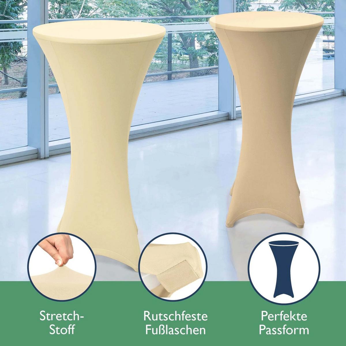 STEHTISCHHUSSE Stella Ø 80cm Creme (2tlg) - Creme, Textil (800/120cm) - Beautissu 