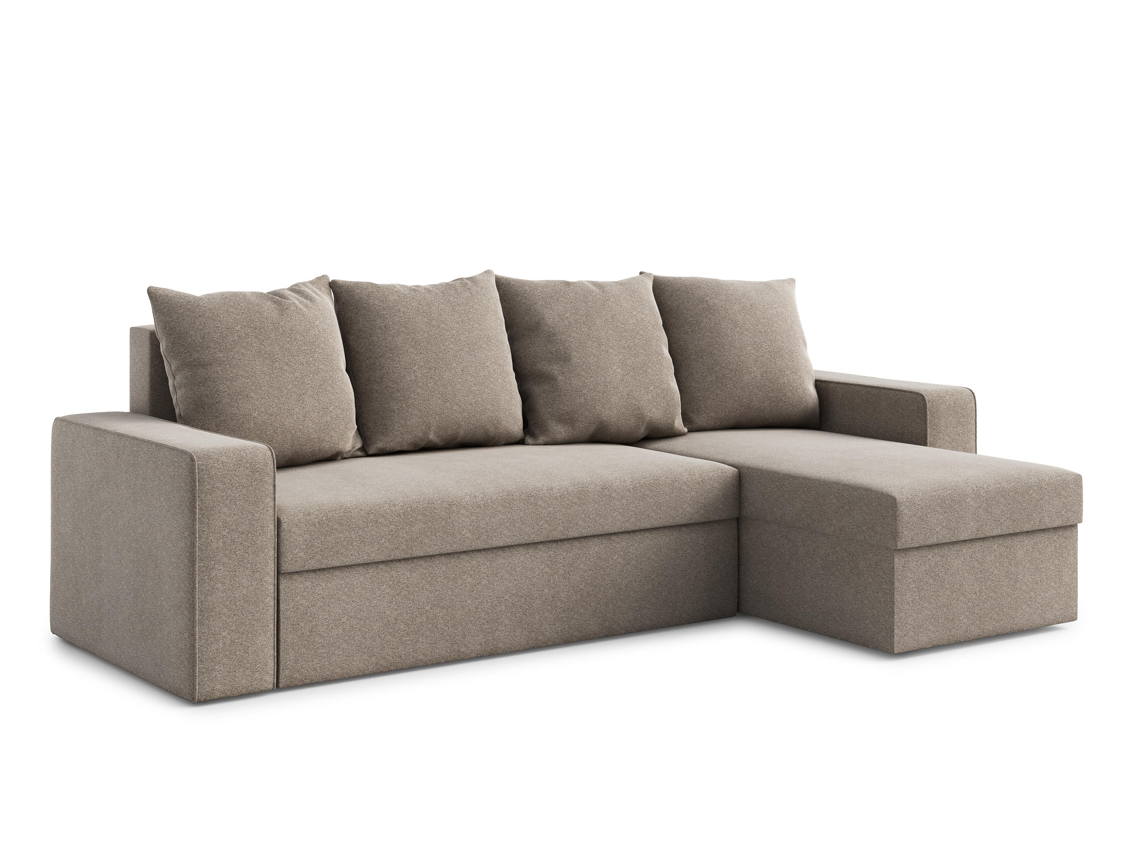 ECKSOFA L Form Climpy Hellbraun 242/145/98 cm – mit Schlaffunktion und Bettkasten - Hellbraun/Hellgrau, Kunststoff/Textil (242/145cm) - AX Living