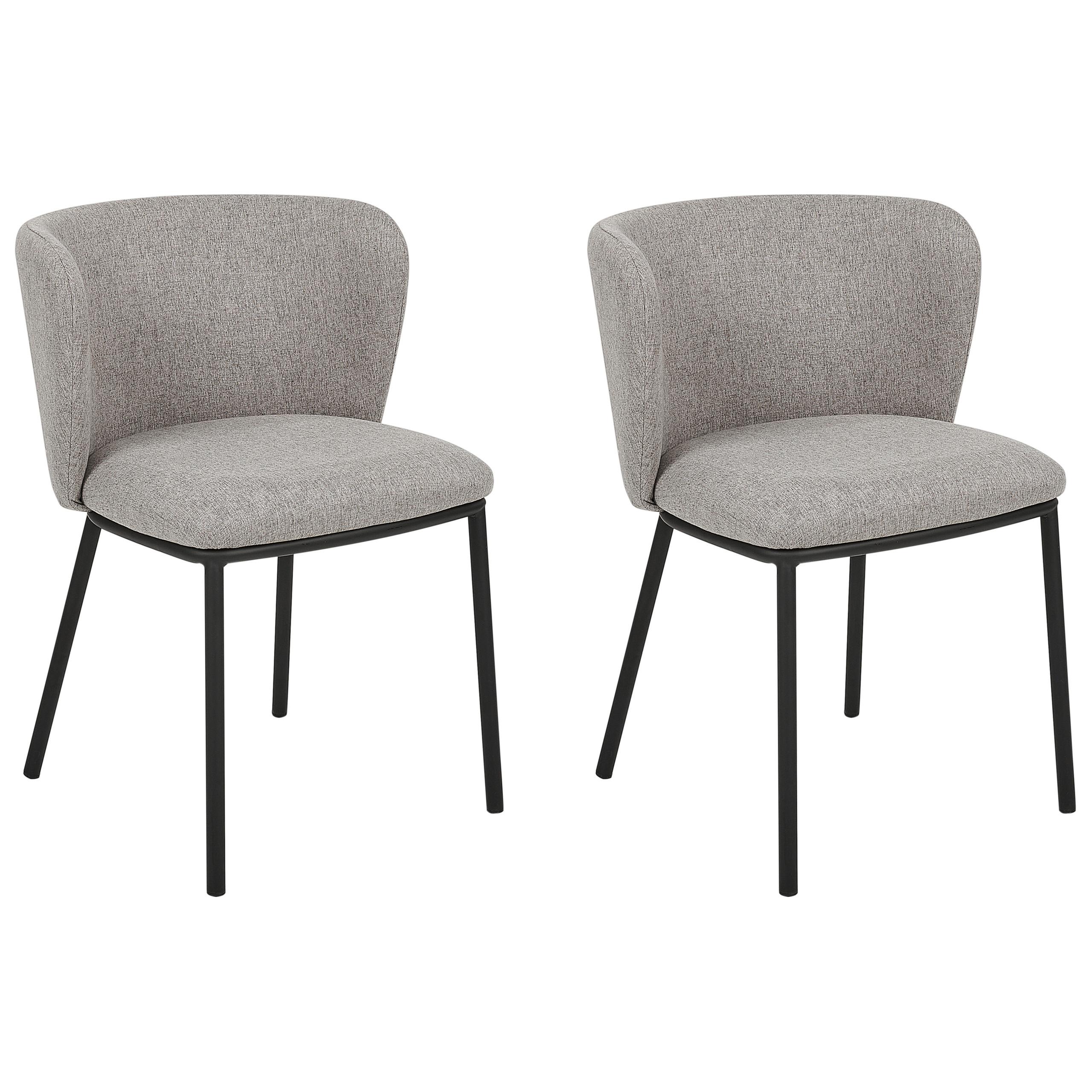 ESSZIMMERSTUHL 2er-Set Polsterbezug Grau Mina - Grau, Textil/Metall (45/75/52cm) - Beliani