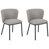 ESSZIMMERSTUHL 2er-Set Polsterbezug Grau Mina - Grau, Textil/Metall (45/75/52cm) - Beliani