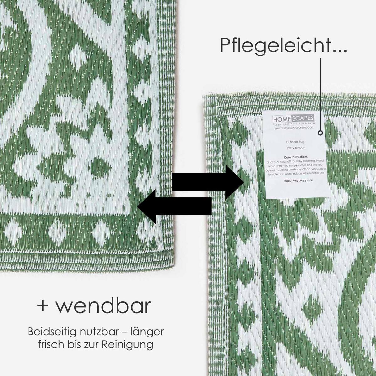 OUTDOORTEPPICH floral gemustert 122/182 cm - Weiß/Grün, Kunststoff (122/182cm) - Homescapes