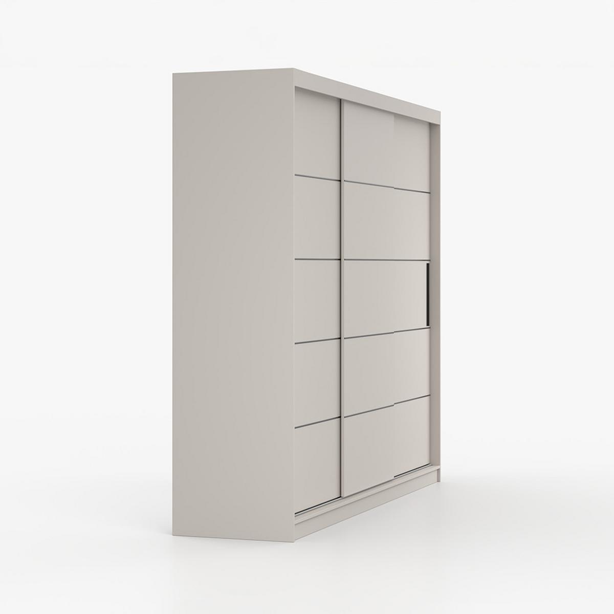 SCHWEBETÜRENSCHRANK ALBA II K 250/218/61 cm 3-türig Kaschmir - Kaschmir/Schwarz, Holzwerkstoff/Kunststoff (250/218/61cm) - imoebel24