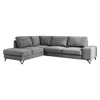ECKSOFA Flavio Bis, Seite: Links - L3F+L2F+R4 - Greige/Schwarz, Holz/Textil (285/214cm) - MIRJAN24