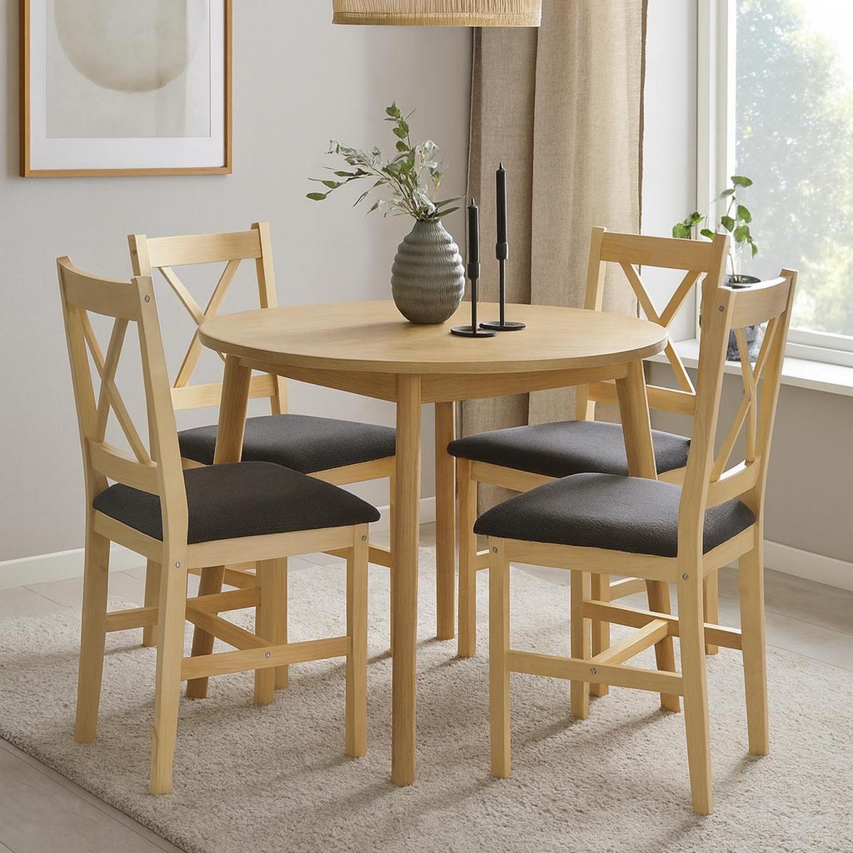 ESSZIMMERSTUHL Kiefer, Grau 4er-Set - Grau/Kieferfarben, Holz (43/85/44cm) - MCW