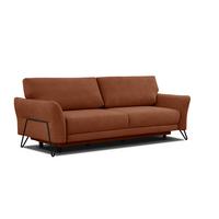 SOFA LOREM 3-Sitzer mit Schlaffunktion, dunkelorange - Dunkelorange/Schwarz, Holz/Textil (232/90/107cm) - Wozimo