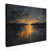 LEINWANDBILD Goldene Reflexion auf dem Wasser Wandbilder 80x60 cm - Anthrazit, Textil (80/60cm) - MuchoWow