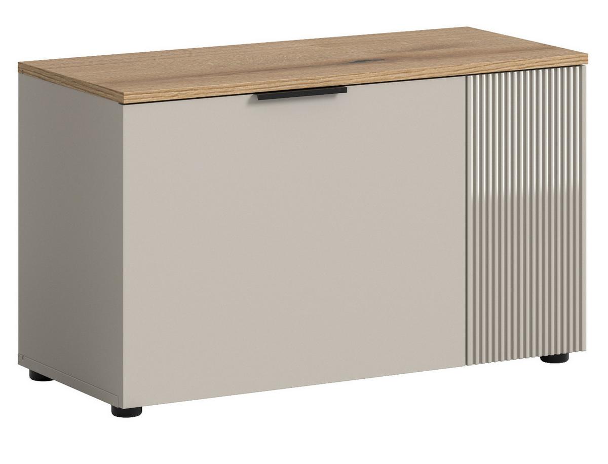 GARDEROBENBANK Kaschmir Sand und Eiche 80 cm, Schuhbank mit 4 Fächern - Kaschmir/Eichefarben, Holzwerkstoff/Kunststoff (80/48/36cm) - Inn.Furn