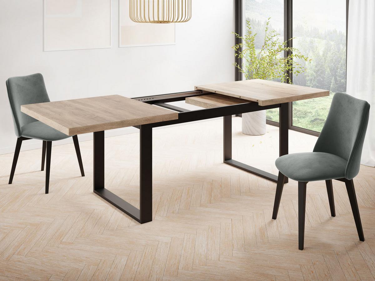 ESSTISCH Valentino rechteckig ausziehbar, Sonoma Eiche 140/180/80/75 cm - Schwarz/Sonoma Eiche, Holzwerkstoff/Metall (80/180/75cm) - WFL GROUP