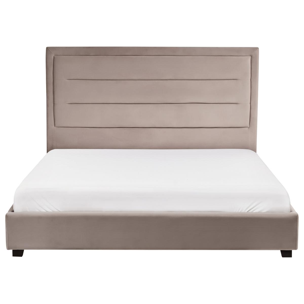 BETT mit Lattenrost 160/200 cm Taupe Rouen - Taupe/Schwarz, Textil (160/200cm) - Beliani