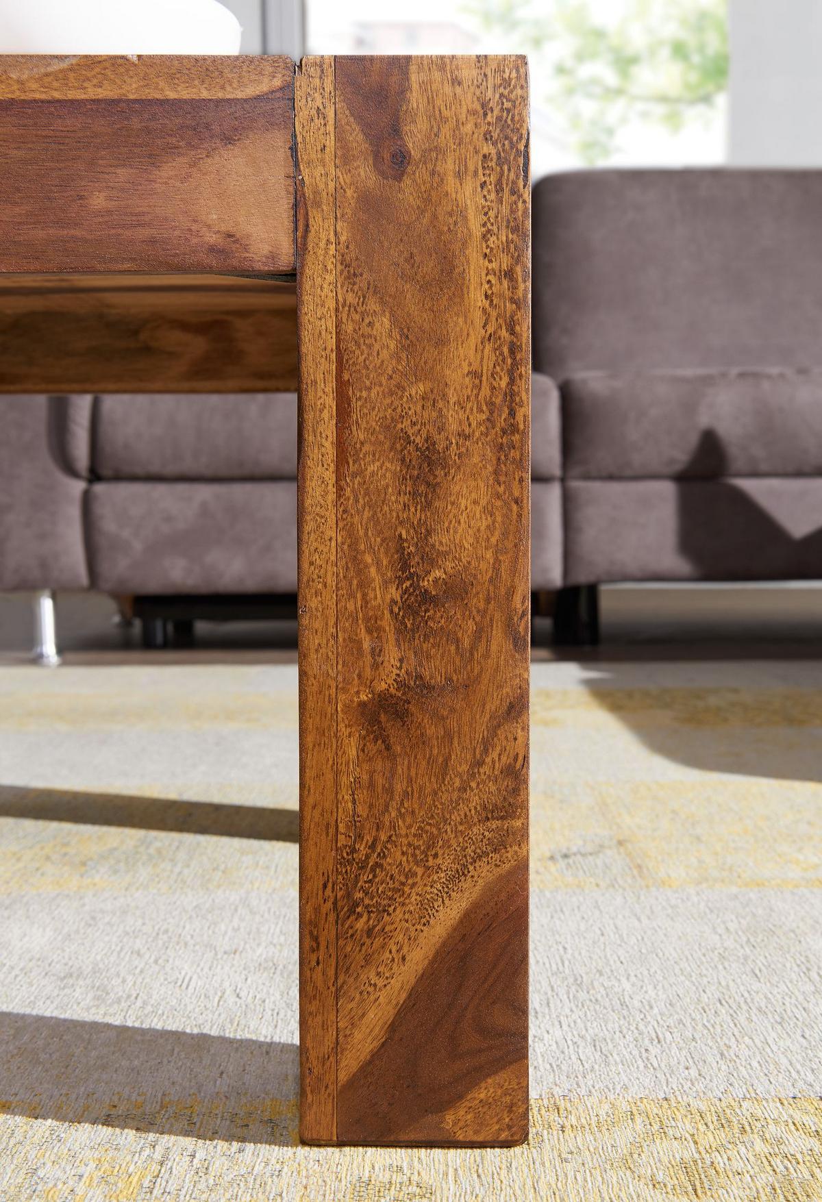 COUCHTISCH MUMBAI aus Massivholz im Landhaus-Stil mit natürlichem Design, Dunkelbraun 60x110x40 cm - Dunkelbraun/Braun, Holz (110/60/40cm) - KADIMA DESIGN