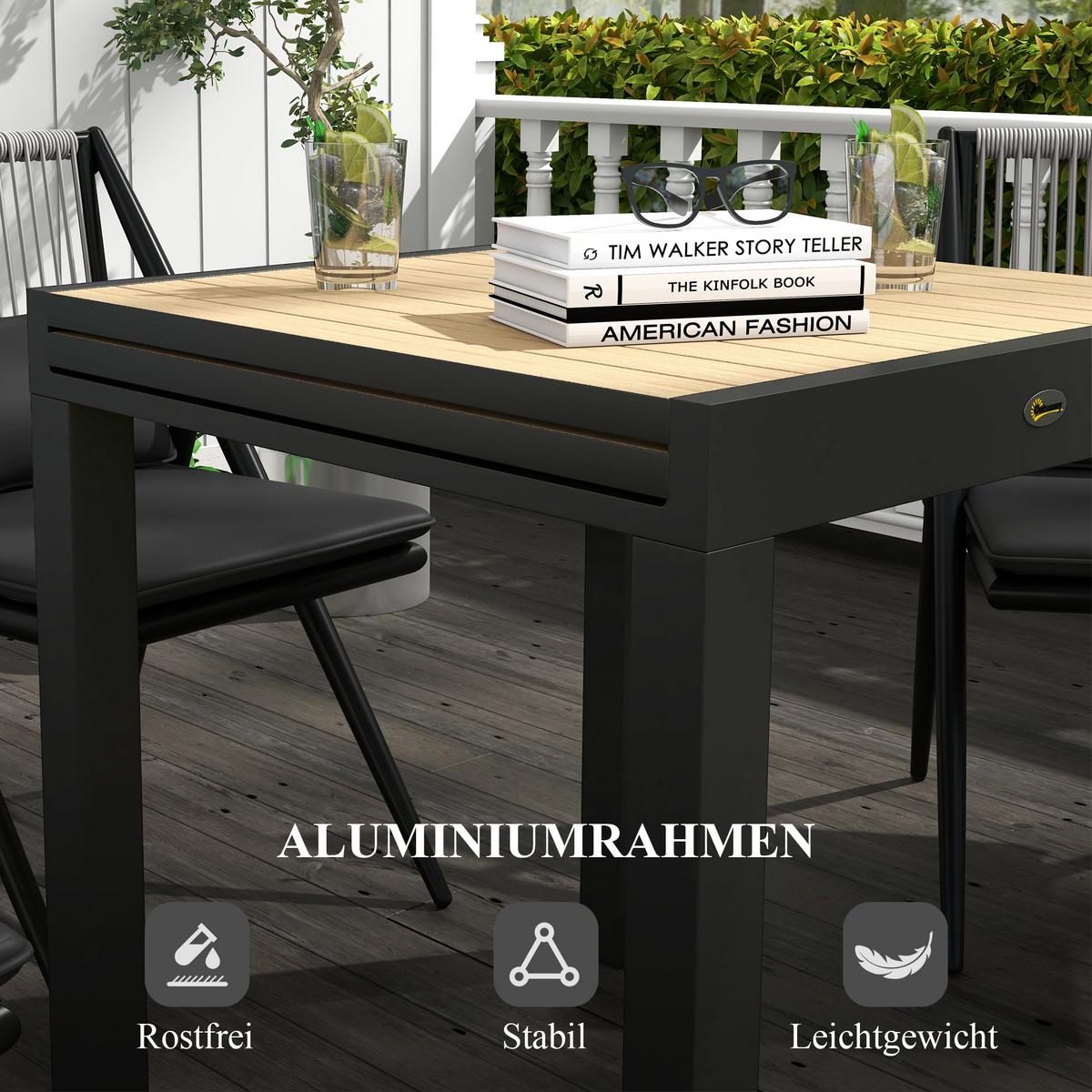 GARTENTISCH, Gelb, Aluminium - Gelb, Metall (162/80/75cm) - Outsunny