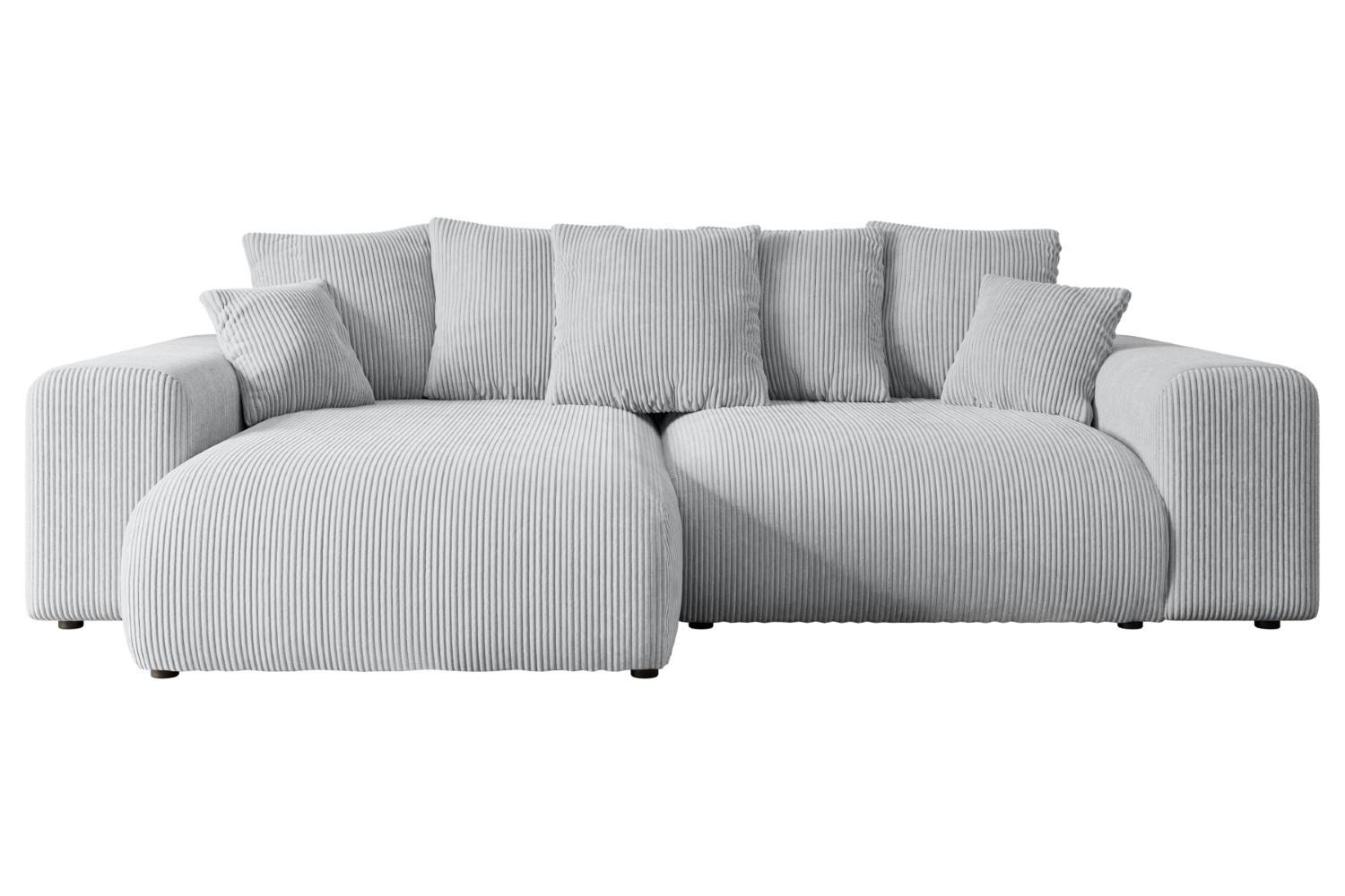 ECKSOFA Ottomane links ESKAR-L 266x176x72 Grau Cord - Schwarz/Grau, Holzwerkstoff/Kunststoff (266/176cm) - ALTDECOR