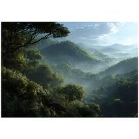 FOTOTAPETE Wald Nebel Grün 300x210 cm - Multicolor, Papier (300/210cm) - Wallarena