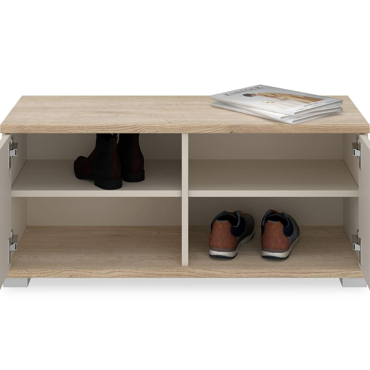 SITZBANK BILBAO Cremona Eiche/Kaschmir - Kaschmir/Sonoma Eiche, Holzwerkstoff (90/40/34cm) - IDIMEX