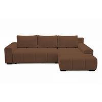 ECKSOFA Ovia mit Bettkasten und Schlaffunktion, Bouclé-Stoff in L-Form - Braun, Textil (270/185cm)