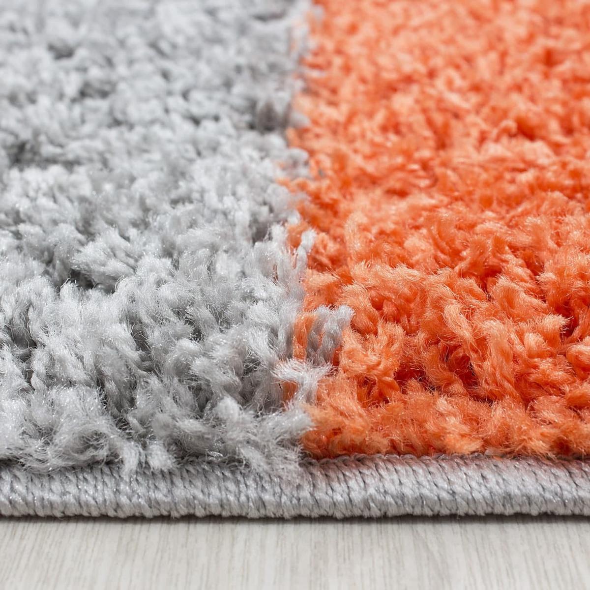 HOCHFLORTEPPICH RHEIN, kariert, Terrakotta, 80 x 250 cm - Orange, Textil (250/80cm) - KADIMA DESIGN