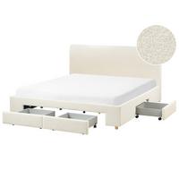 BETT mit Schubladen 180/200 cm Bouclé Hellbraun Soutrin - Hellbraun, Textil (180/200cm) - Beliani