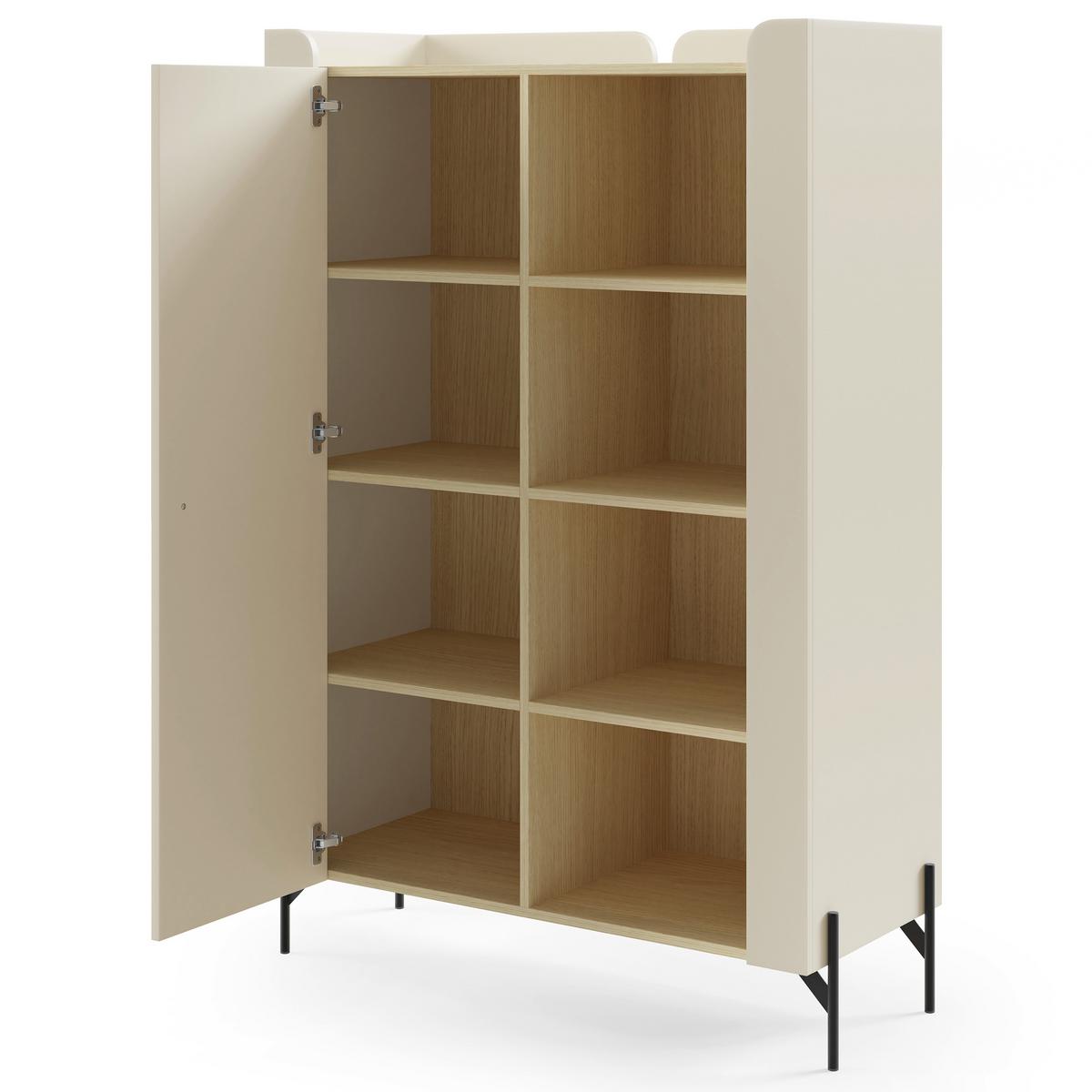 BÜCHERREGAL Sorella mit 1-türig, 3 offenen Regalböden, 100 cm, Macadamia + Eiche Mavelie - Eichefarben/Beige, Leder/Holzwerkstoff (100/151/51cm) - Beautysofa