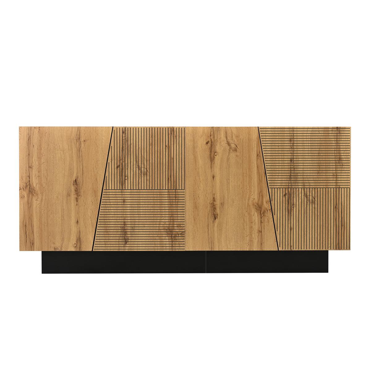 SIDEBOARD 160cm in Schwarz & Eiche-Optik - Walnussfarben, Holzwerkstoff (160/72/40cm) - Urban Meuble
