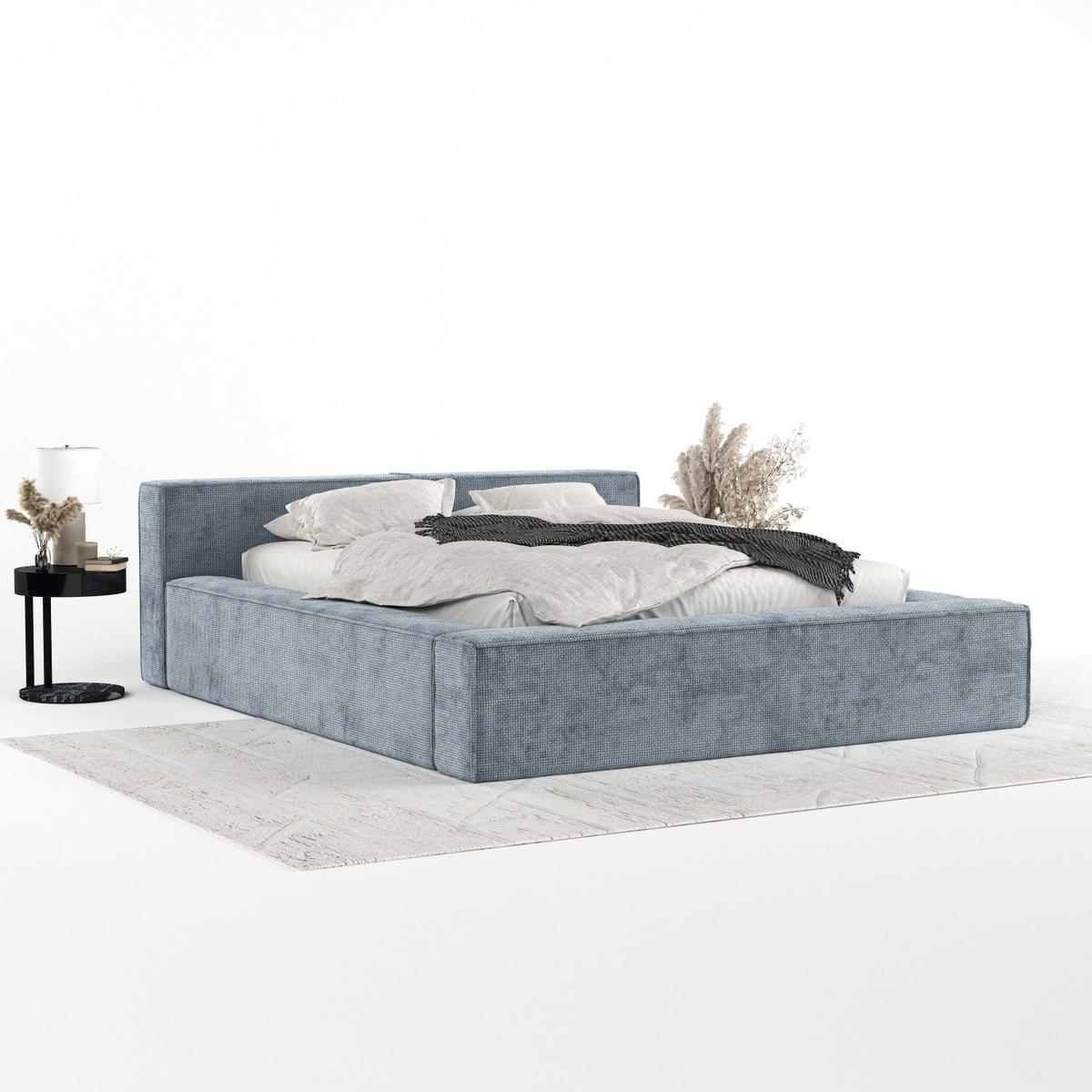 POLSTERBETT Casto mit Stauraum 160/200 cm Hellblau im Bonita Stoff - Schwarz/Naturfarben, Holz/Holzwerkstoff (160/200cm) - AltaBeds