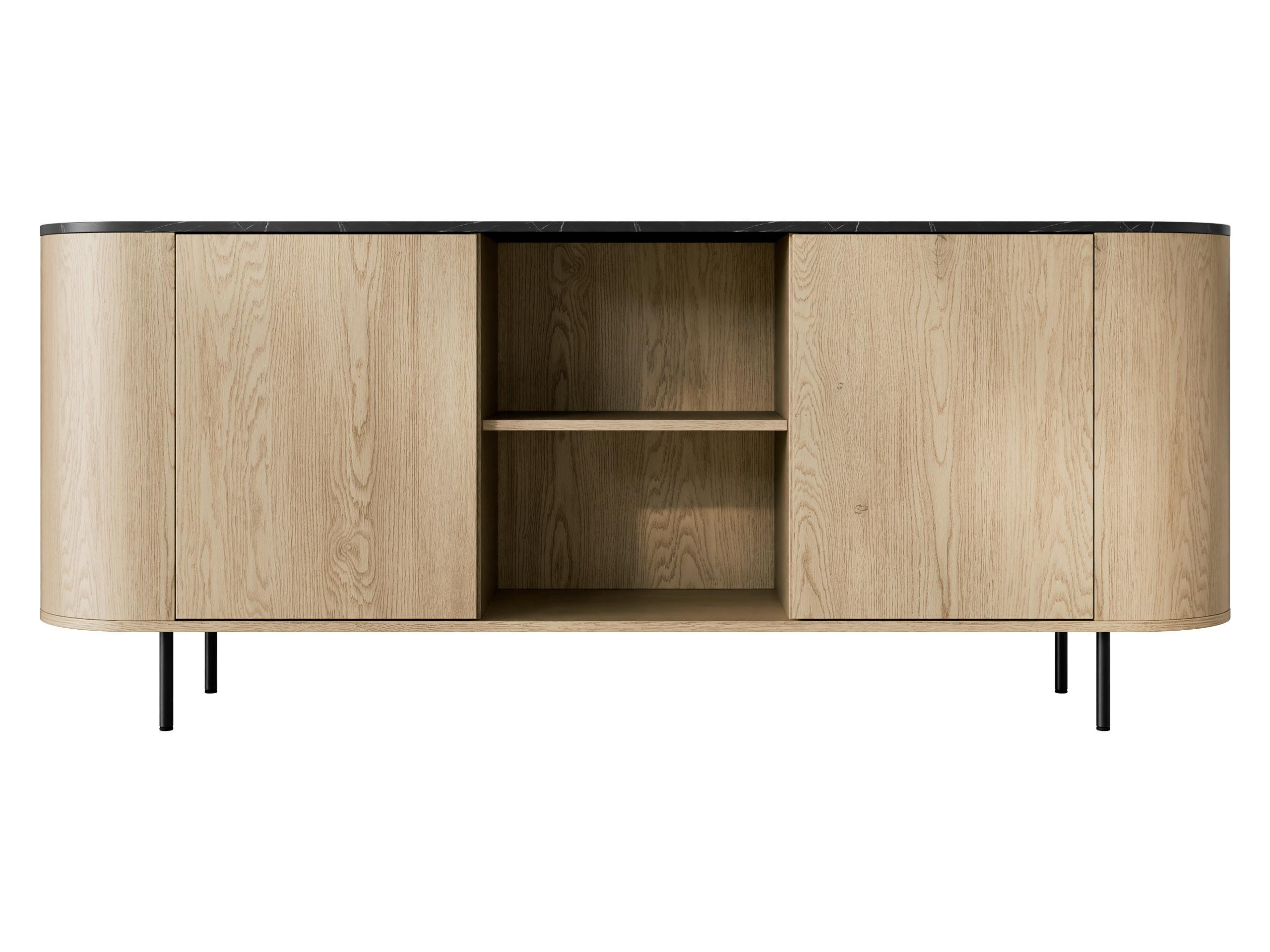 KOMMODE Lygrint 180 2D - Eichefarben/Schwarz, Holzwerkstoff/Metall (184/75/40cm) - MIRJAN24