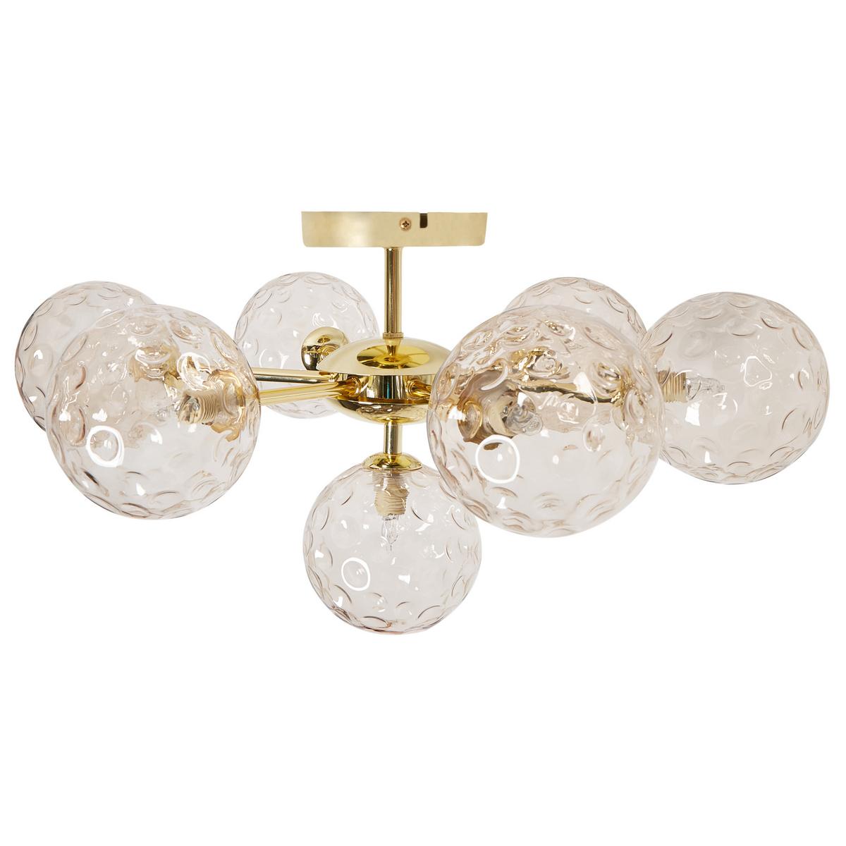 DECKENLAMPE Beige Anadyr - Beige/Goldfarben, Glas (52/52/28cm) - Beliani
