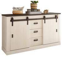 SIDEBOARD weiß Pinie, anthrazit Landhaus, Kommode 162 x 91 cm - Anthrazit/Weiß, Holzwerkstoff/Metall (162/91/43cm) - Furn.Design