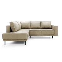 ECKSOFA Rodario Beige Velours - Beige/Schwarz, Textil/Metall (247/187cm) - Selsey