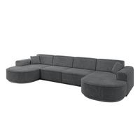 WOHNLANDSCHAFT MARI-U2-v3 - 388x171x83 cm Dunkelgrau Cord - Dunkelgrau/Schwarz, Holzwerkstoff/Kunststoff (388/83/171cm) - ALTDECOR