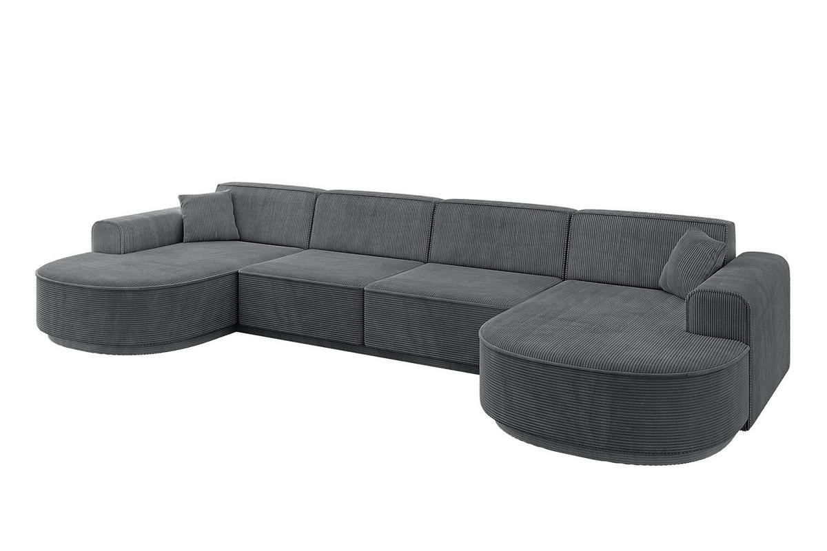 WOHNLANDSCHAFT MARI-U2 - 388x171x79 cm Dunkelgrau Cord - Dunkelgrau/Schwarz, Holzwerkstoff/Kunststoff (388/79/171cm) - ALTDECOR