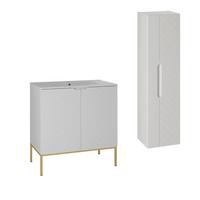 BADMÖBEL 80cm Daria 2er-Set Weiß - Weiß, Holzwerkstoff (80/82/45.8cm) - Petits-meubles