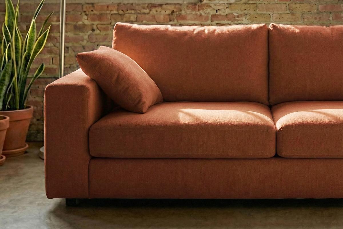 SOFA AMINA Braun Flachgewebe - Schwarz/Braun, Buchenholz/Textil (228/82/101cm) - KAWOLA