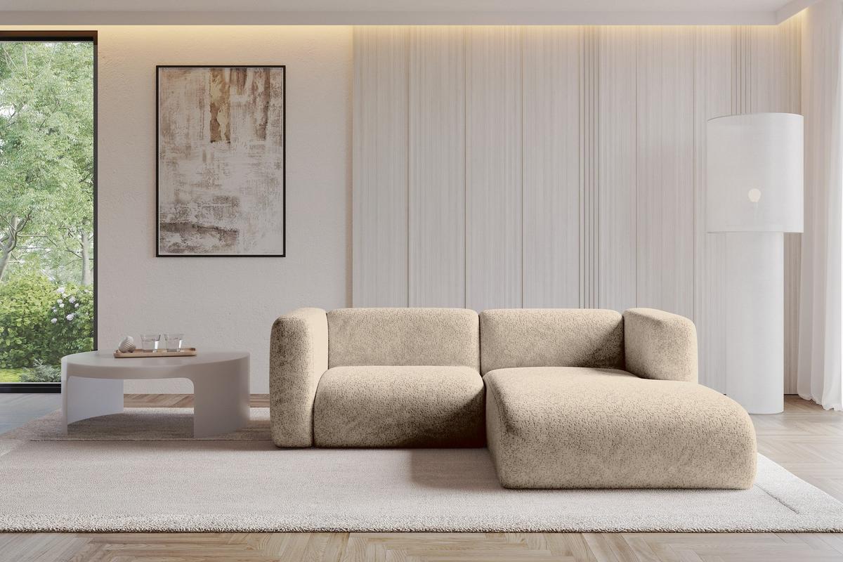 ECKSOFA Ottomane Rechts MIRA-L1 227x179x89 Braun Velours - Schwarz/Braun, Holzwerkstoff/Kunststoff (227/179cm) - ALTDECOR