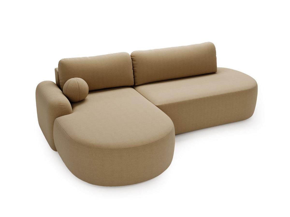 ECKSOFA Aurio O Bouclé-Stoff Hellbraun Links - Hellbraun, Holz/Textil (271/177cm) - Graingold
