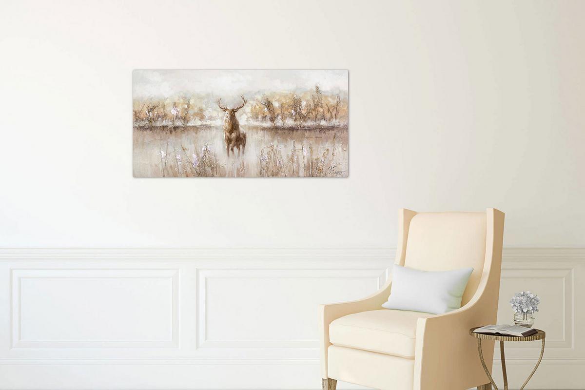 ACRYLBILD HANDGEMALT 120/60 cm - Beige/Braun, Holz/Textil (120/60cm) - KUNSTLOFT