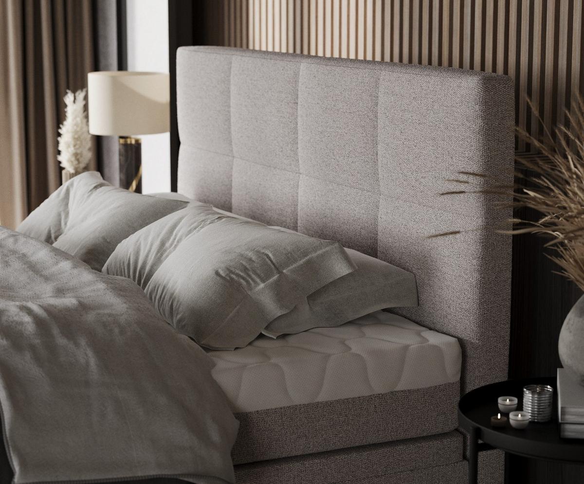 BOXBETT Tessa 180/200 cm Beige im Riva Stoff - Beige/Schwarz, Holz/Holzwerkstoff (180/200cm) - AltaBeds