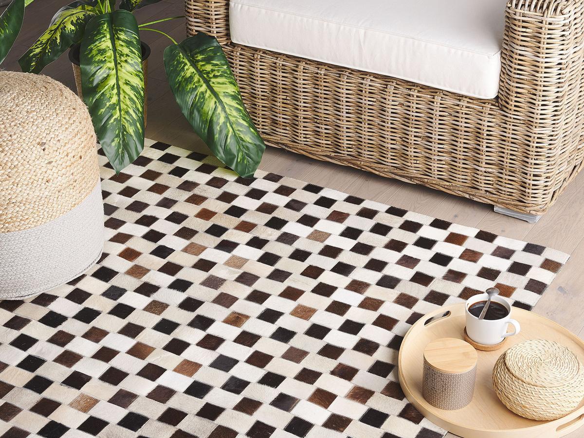 PATCHWORK-TEPPICH Kayabey 230/160 cm - Braun, Fell (160/230cm) - Beliani