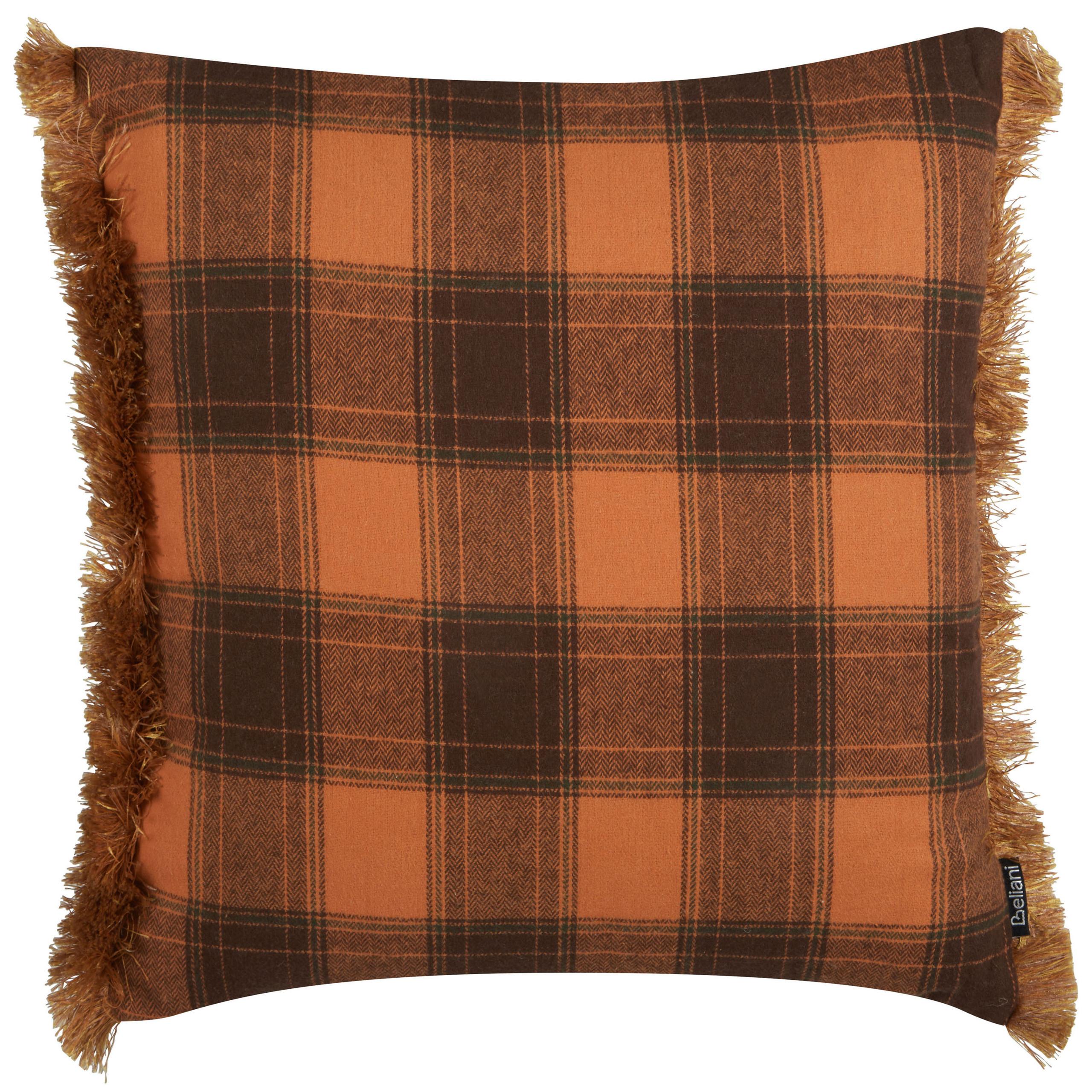 DEKOKISSEN Orange 45/45 cm Barja - Schwarz/Orange, Textil (45/45/12cm) - Beliani
