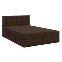 BOXBETT BELINAI 140x200 cm mit Bettkasten und Matratze - Braun + TOPPER - Schwarz/Braun, Holz/Holzwerkstoff (140/200cm) - AX Living