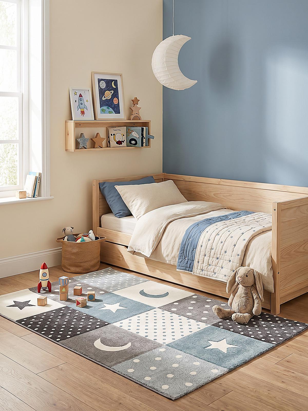 KINDERTEPPICH Kurzflor Sterne IDRO Polypropylen Blau 80 x 150 cm - Blau, Textil (80/150cm) - KADIMA DESIGN