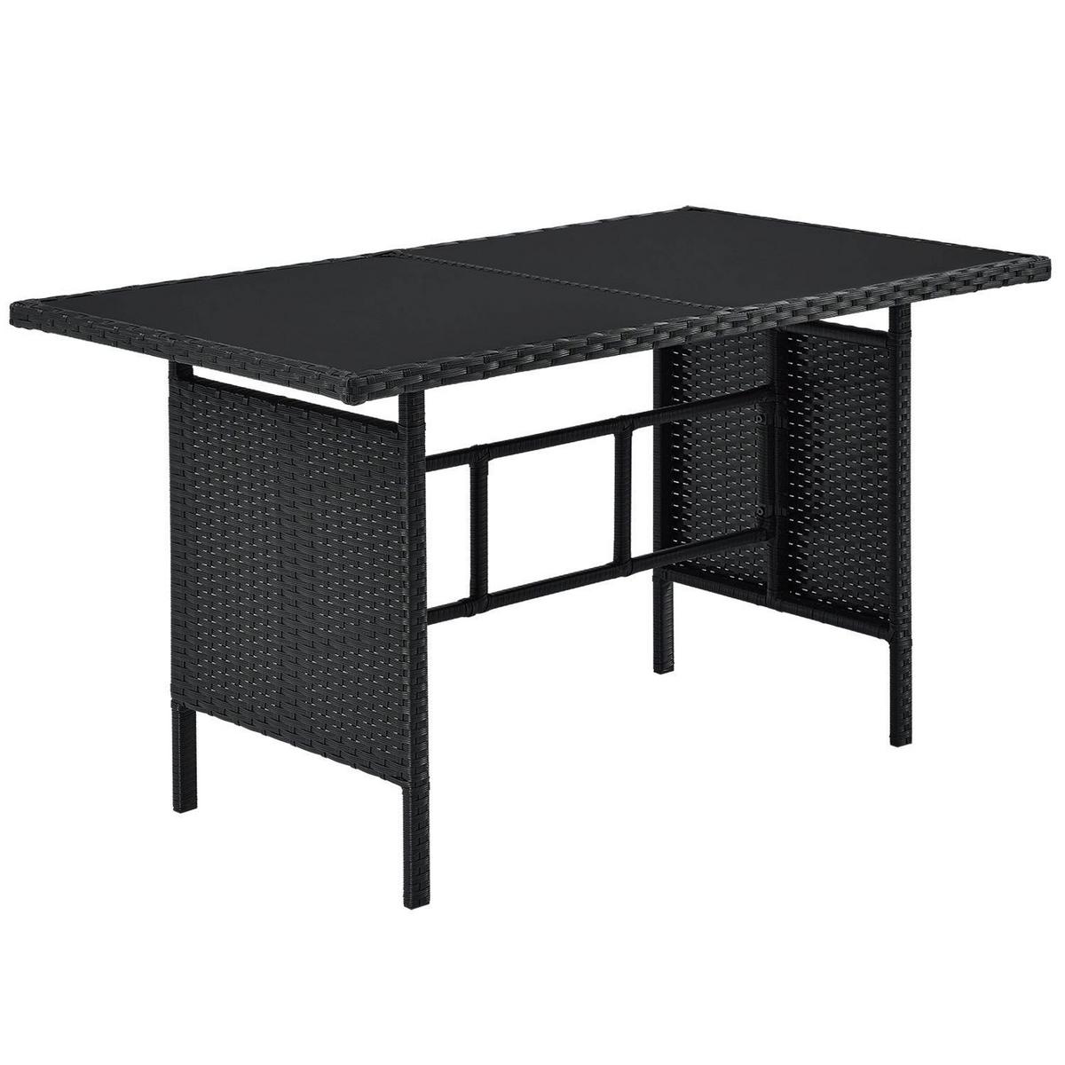 LOUNGEGARNITUR Manacor schwarz, dunkelgrau - Dunkelgrau, Kunststoff/Metall - Juskys