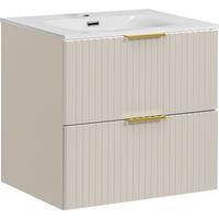 WASCHTISCHKOMBI Niva hängend geriffelt in Kaschmir Matt 61/59/46 cm - Kaschmir/Beige, Holzwerkstoff/Kunststoff (61/58.5/46cm) - WFL GROUP