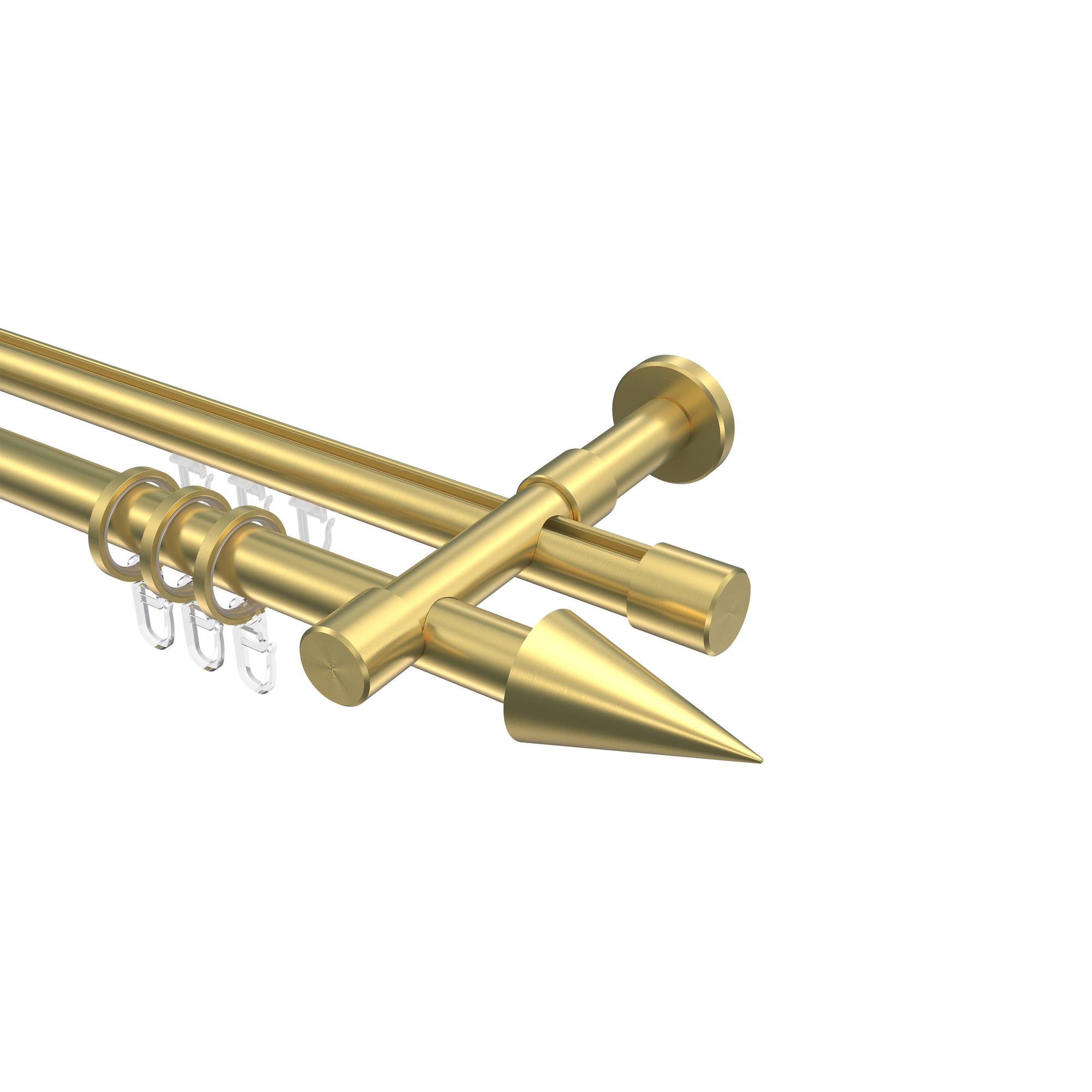 GARDINENSTANGE RUNDROHR-INNENLAUF Prestige Savio 600 cm (geteilt in 3 x 200 cm), 2-läufig, 20 mm Ø Messing-Optik - Messingfarben, Metall (600cm) - INTERDECO