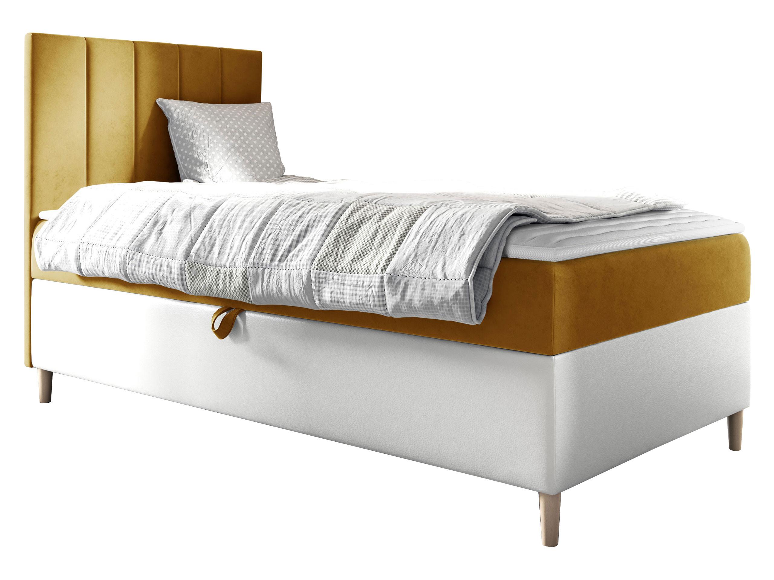 BOXBETT Maja Junior 1, Seite zum Öffnen des Bettkastens: Links - H3 - Gelb/Weiß, Holz (80/200cm) - MIRJAN24
