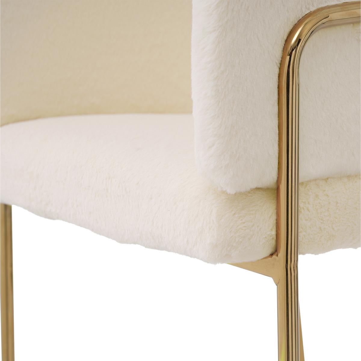 ESSZIMMERSTÜHLE Beige Kunstfell mit Metallbeinen - Beige, Textil (57/77/57cm) - Urban Meuble