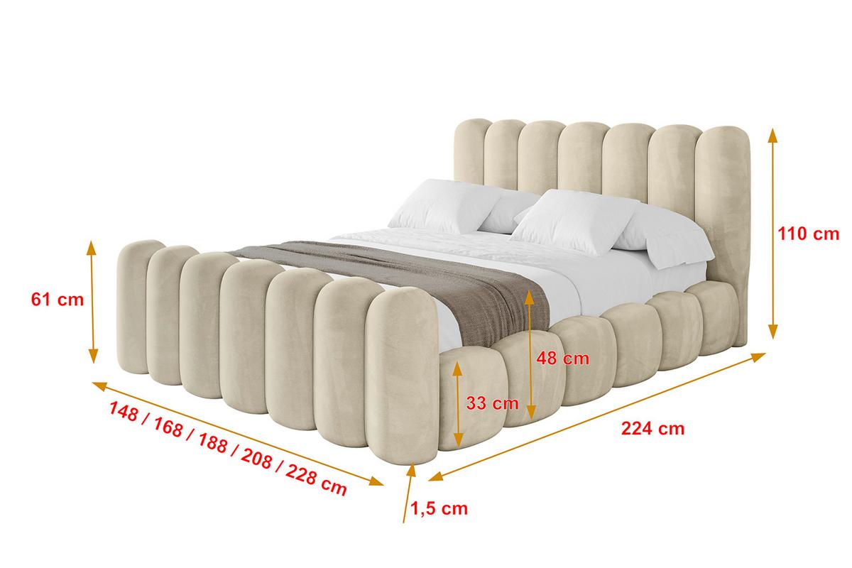 POLSTERBETT mit Bettkasten, Fußteil und Lattenrost, Boxbett ohne Matratze - SENA-Z 140x200 Beige - Ecru, Holzwerkstoff/Textil (140/200cm) - ALTDECOR